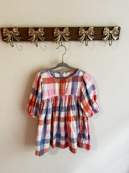 Hanna Andersson Other - Hanna Andersson Size 4 (100cm) Plaid Dress with Puff Sleeves